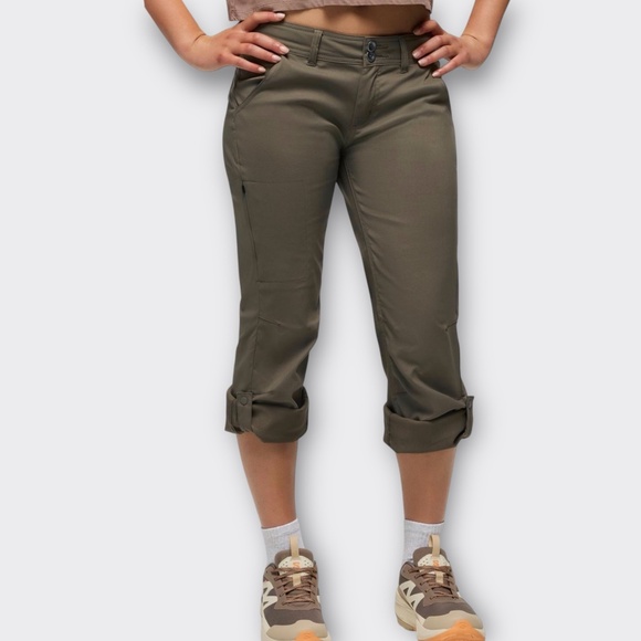 PrAna Halle Pant Bootcut Low UPF Gorpcore Outdoor Hiking Slate Green 10 Short - Picture 4 of 14